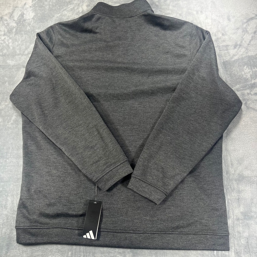 Adidas Mens 2XL Quarter Zip Pullover Heathered Grey Mock Neck Athletic Sweater - Picture 11 of 12